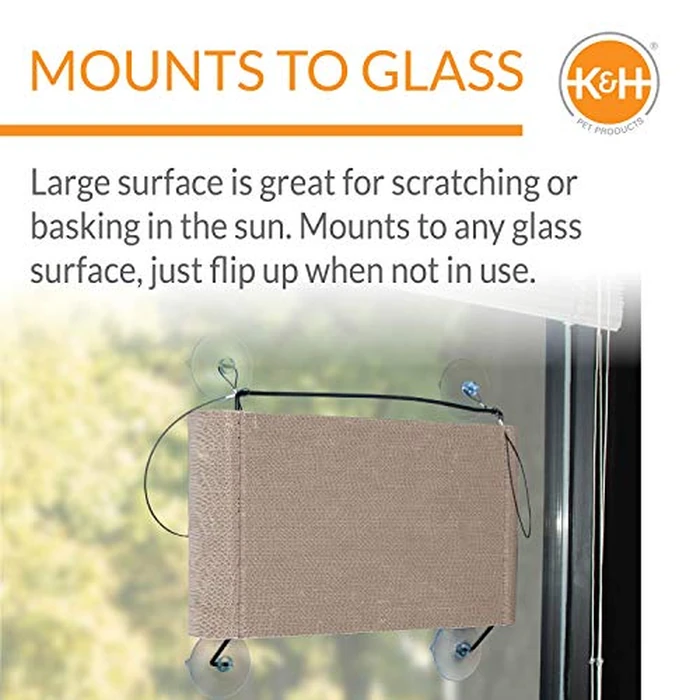 K&H Pet Products EZ Mount Cat Window Perch Kitty Sill Scratcher Cradle, Sturdy Window Perch for Large Cats, Steel Frame Scratcher Hammock with Strong Suction Cups for Glass - 20 X 11in Cardboard by K&H - Image 3