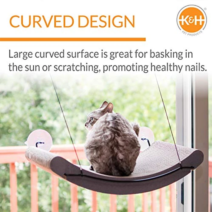K&H Pet Products EZ Mount Cat Window Perch Kitty Sill Scratcher Cradle, Sturdy Window Perch for Large Cats, Steel Frame Scratcher Hammock with Strong Suction Cups for Glass - 20 X 11in Cardboard by K&H - Image 4