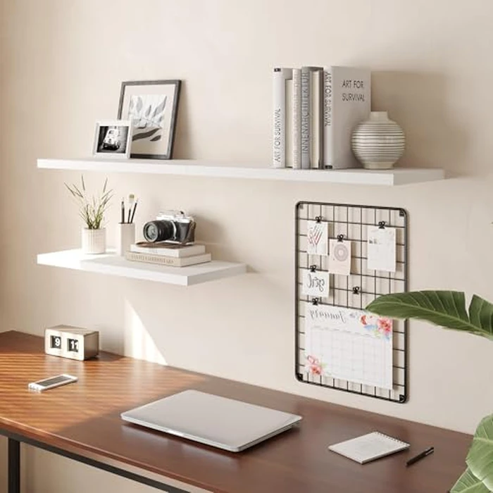 JPND Wall Shelf Set of 1, White Floating Shelves 36 in W x 10 in D x 1 in H, Wooden Floating Wall Shelf with Invisible Brackets for Living Room/Bedroom/Bathroom/Kitchen Storage and Decor by JPND - Image 4