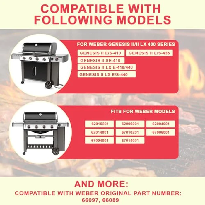 66097 Genesis II 400 Grill Grates for Weber Genesis GS4 II/LX 400 Series Grills Parts Genesis 2 E-410 S410 E-435 S-435 E-415 SE-410 LX S-440, 66089 Grates for Kitchen-aid 740-0781 Parts Cast Iron by DcYourHome - Image 3