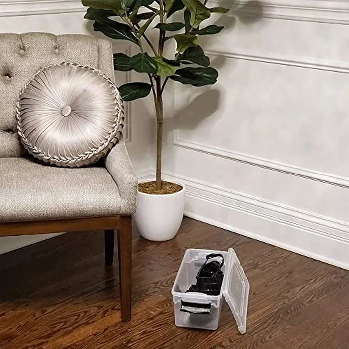 HOMZ 5-Pack Latching Lid, Clear Plastic Storage Organizer Bins, 7.5 Quart, Gray Latch - Stackable Organizing Containers for Home, Garage, and Office by HOMZ - Image 8