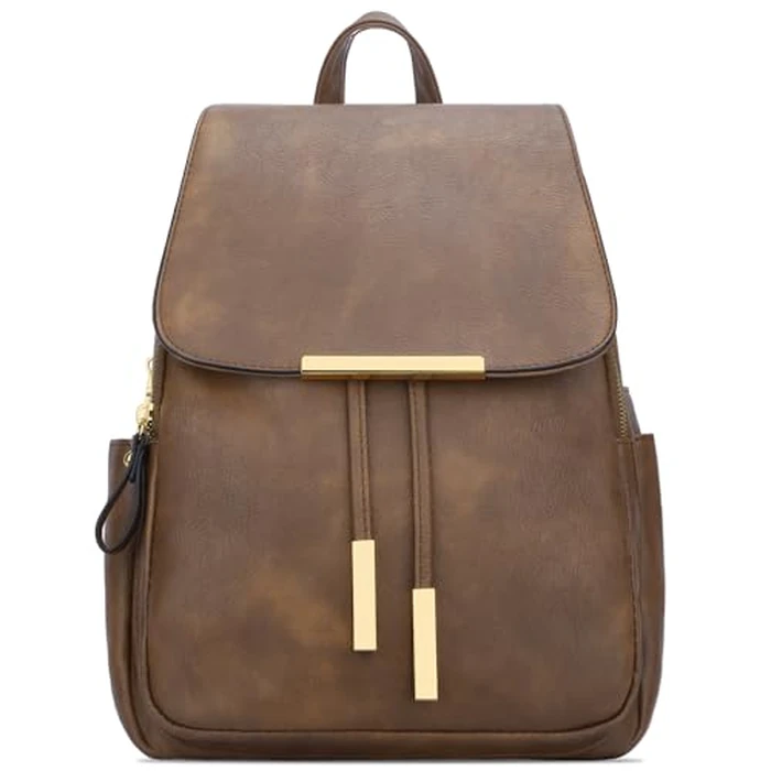 KKXIU Trendy Vegan Leather Backpack Purse for Women and Ladies Shoulder Travel Daypacks Bags (Z-Brown) by KKXIU - Image 4