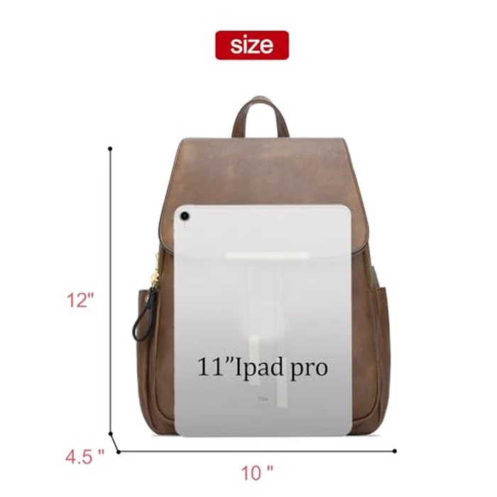 KKXIU Trendy Vegan Leather Backpack Purse for Women and Ladies Shoulder Travel Daypacks Bags (Z-Brown) by KKXIU - Image 6