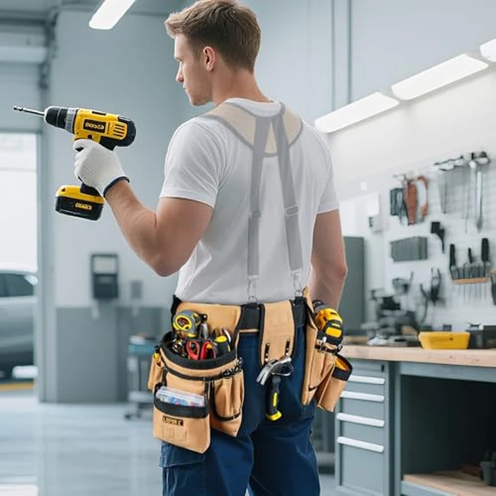 Tool Belt,Magnetic Tool Pouch,27-Pockets Heavy Duty Tool Belts for Men with 4 D-Rings,Detachable Tool Pouch Bag for Electrician,Carpenter,Construction,Utility Belt,Gifts for Men,Brown by LEFOR·Z - Image 8