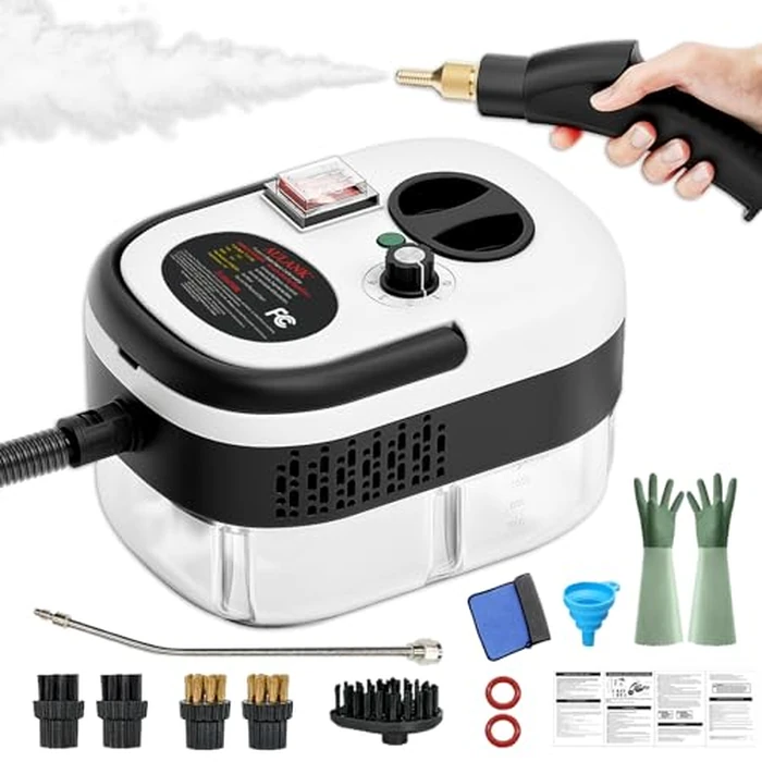 2500W Handheld Steam Cleaner,Portable Car Steamer For Auto Detailing,High-Temperature and Pressure Steam Cleaner For Home, Steam Cleaning Machine for Furniture,Kitchen,Grout,Floor,Tile (03-White) by AULANK - Used - Like New condition