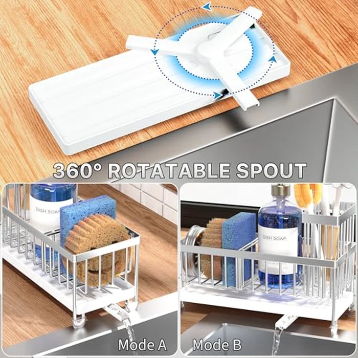 Cisily Sponge Holder for Kitchen Sink, Sink Caddy Organizer with High Brush Holder, Kitchen Countertop Organizers and Storage Essentials, Rustproof 304 Stainless Steel (Silver, 9.25″) by Cisily - Image 3