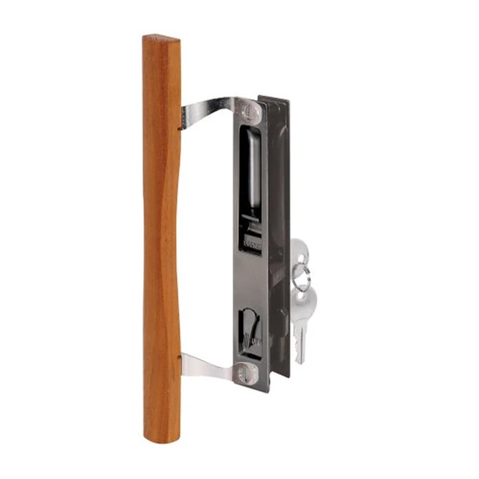 Prime-Line Products C 1032 Door Handle Set with Wood Pull and Key, Black Diecast by Prime-Line - Image 1