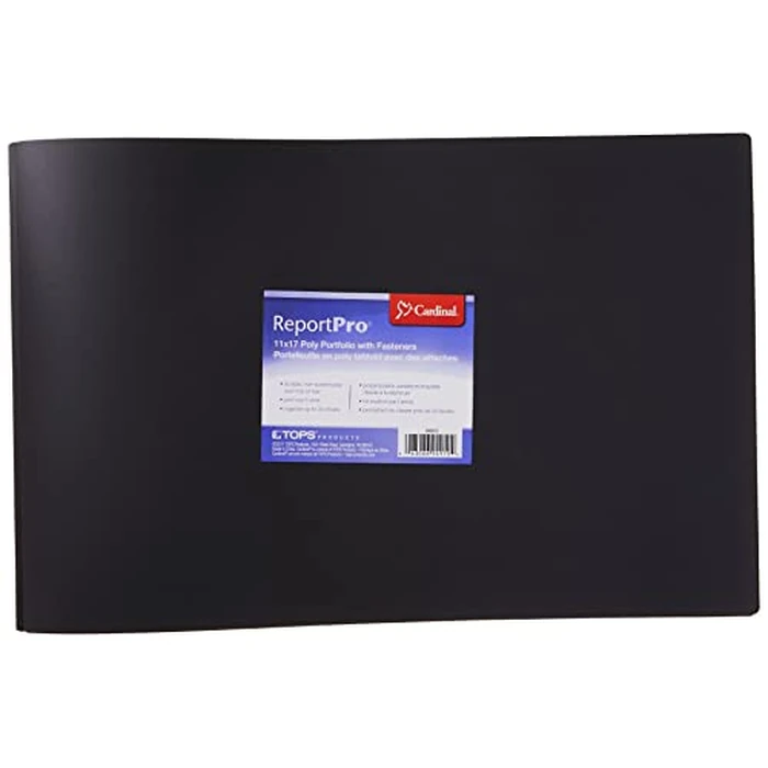 Cardinal Report Pro Duotang Poly Portfolio with Fasteners, 11" x 17" Presentation Folder, Black, Holds 30 Sheets, Transfer-Safe, Durable Poly Portfolio with Indexing for Large Format Documents by Cardinal - Used - Good condition - CA$4.19