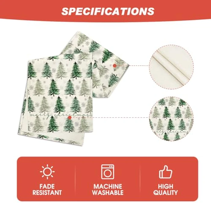 Artoid Mode Xmas Trees Snowflake Christmas Table Runner, Seasonal Winter Green Kitchen Dining Table Decoration for Home Party Decor 13x108 Inch by Artoid Mode - Image 6