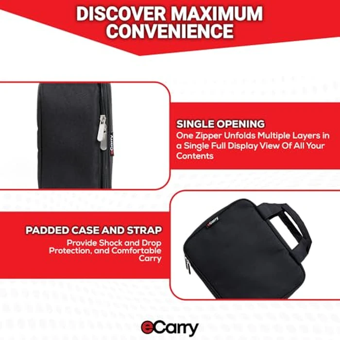 eCarry Electronics Organizer Case - Multi-Layer Full Flat Opening With Compartments and Pockets - Cord Organizer for Accessories, Cables, Electronics Travel by eCarry - Image 8