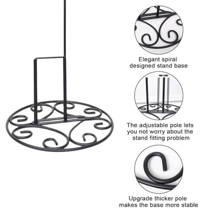 ESTTOP Garden Flag Stand Base, Free Standing Decorative Metal Scroll Flag Stand, 11 Inches Wide x 6 Inches High 1.4 lbs Solid Steel, Suit for Yard, Patio,Lawn, Deck, Sidewalk, Tailgate, Porch by ESTTOP - Image 3