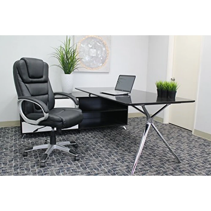 Boss Black No Tools Required Executive Leather Chair by Boss Office Products - Used - Good condition