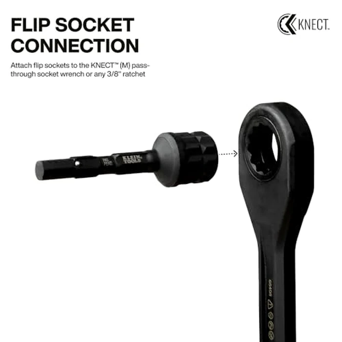 Klein Tools 65KADPM KNECT (M) Impact Socket Adapter Set, 4 Adapters for 3/8-Inch Drive Tools, Flip Sockets and Impact Drivers, Compatible with KNECT (S) and (M) Systems by KLEIN TOOLS - Image 6