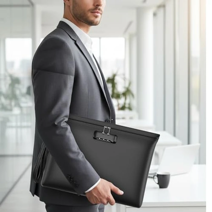 Fireproof Document Bag with Lock, ZOOPIP 14.6"x10.5" Fireproof and Waterproof Money Bag with Zipper Closure, Storage Pouch for A4 Letter Size Document, Cash, Cell Phone, Passport-Black by ZOOPIP - Image 8