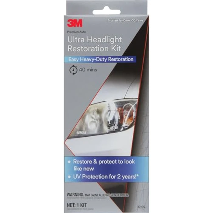 3M Ultra Headlight Restoration Kit, Contains Masking Tape, Light Sanding Discs, Wax Protectant and More, Use on Plastic Lenses Headlights, Taillights and More, Easy Heavy-Duty Restoration (39195) by 3M - Image 2