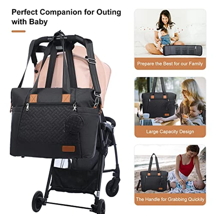 LOVEVOOK Diaper Bag Tote, Large Baby Bag, Travel Diaper Tote for Mom and Dad with Changing Pad and First Aid purse, Dark Gray by LOVEVOOK - Image 5