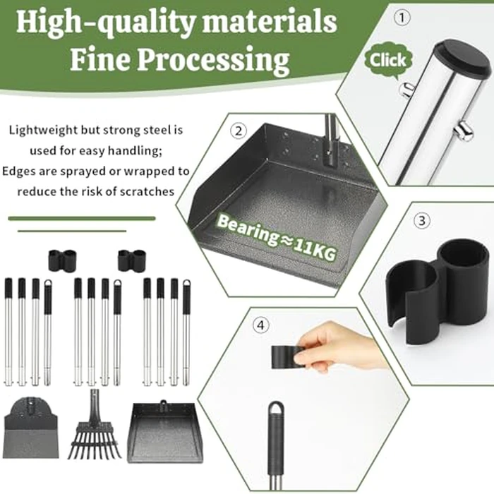 T2Y Pooper Scooper, 48'' Long Handle Dog Pooper Scooper, Adjustable Stainless Steel Rake & Extra Large Tray, Antirust & Durable Poop Scoopers for Yard, Lawn, Snowfield, Suitable for Multi-Dog Family by T2Y - Image 4