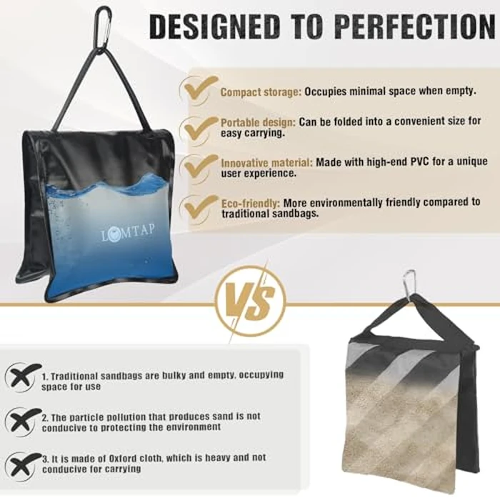 LOMTAP C Stand Light Stand Stainless Metal Photography Kit - Heavy Duty 6.8ft/210cm Vertical Pole, 2.8ft/87cm Boom Arm, Adjustable Base, Water Sandbag, 2 Grip Heads, 3 Clips for Softbox, Reflector by LOMTAP - Image 4