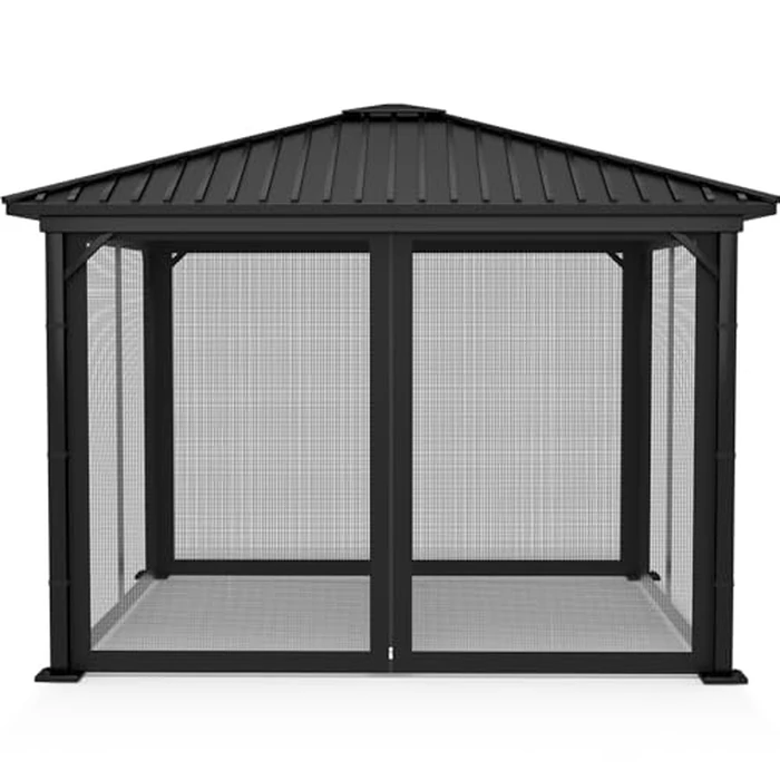 Mosquito Net Screen Walls for Outdoor Gazebo Canopy, 4-Panel with Zipper, Patio Tent Netting (Black, 10 * 10 FT) by Sumfaller - Used - Like New condition - CA$56.99