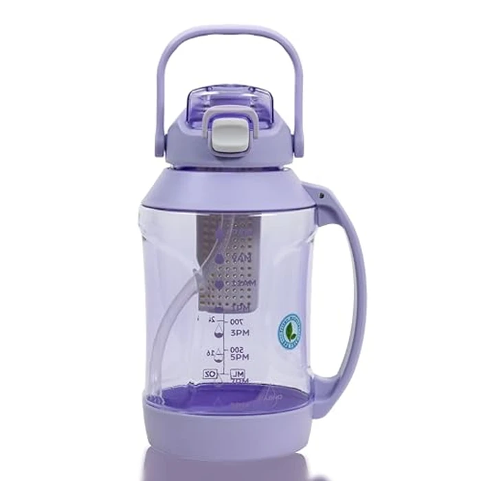 Water Bottle 64 oz CASNO Tritan Bottle, with Straw and Extra Large Carry Handle, Leakproof BPA Free All Day Hydration Jug for Gym, Sports, Outdoors (64oz/1900ml/ Purple) by CASNO - Image 1