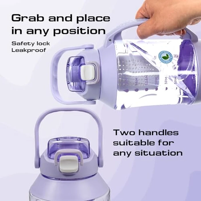 Water Bottle 64 oz CASNO Tritan Bottle, with Straw and Extra Large Carry Handle, Leakproof BPA Free All Day Hydration Jug for Gym, Sports, Outdoors (64oz/1900ml/ Purple) by CASNO - Image 3