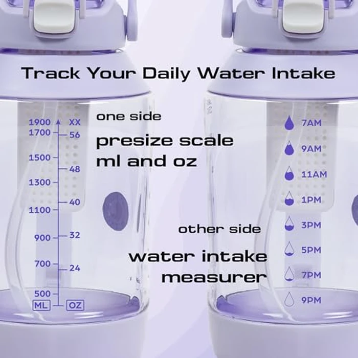 Water Bottle 64 oz CASNO Tritan Bottle, with Straw and Extra Large Carry Handle, Leakproof BPA Free All Day Hydration Jug for Gym, Sports, Outdoors (64oz/1900ml/ Purple) by CASNO - Image 4