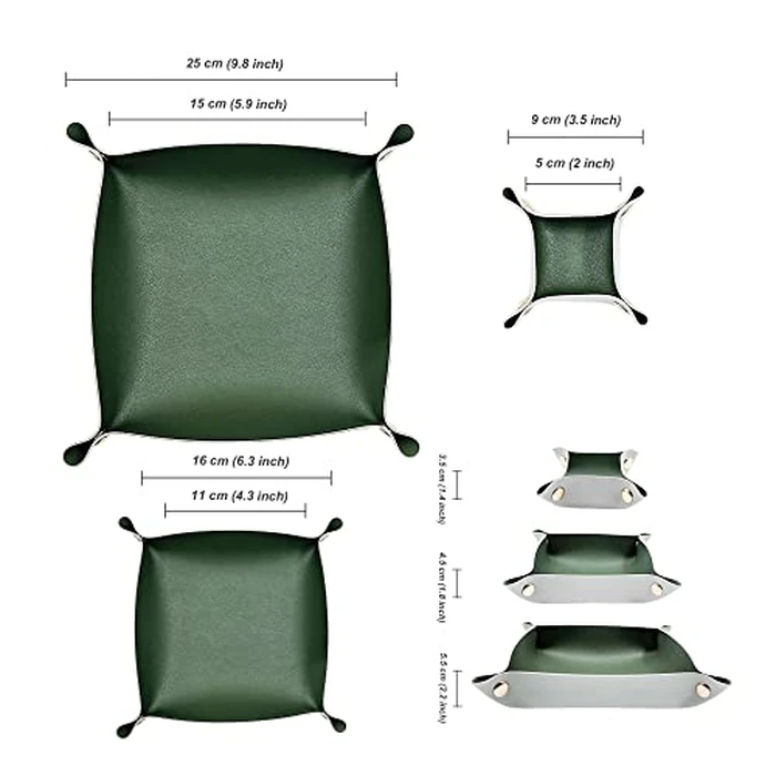 POTTIIS 3 Size Leather Valet Tray Organizer, Folding Travel Organizer, Jewelry Tray, For Travel, Home Or Office | Plain Weave, Double Complexion by POTTIIS - Image 3