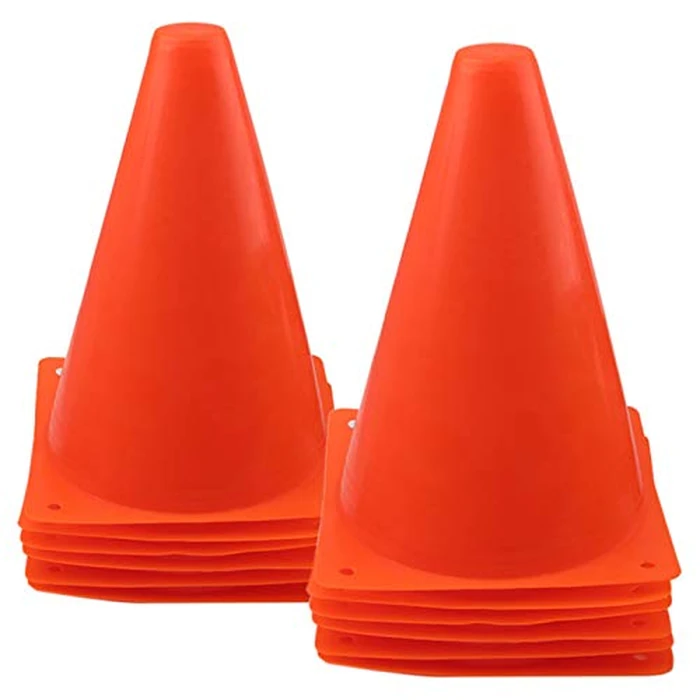 Mirepty 7 Inch Plastic Traffic Cones Sport Training Agility Marker Cone for Soccer, Skating, Football, Basketball, Indoor and Outdoor Games (Orange, 12 Pack) by Mirepty - Used - Very Good condition