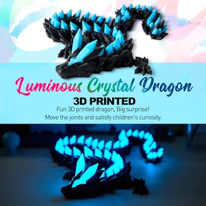 24" Large 3D Printed Dragon, Big 3D Dragon Glow in the Dark ,Giant 3-d Printed Dragons Toy, Huge 3D Dragons for Home Office Executive Desk Decor,Surprised Gift for Girls Boys Kids Age 3-5 4-7 8-12 by Dak Haan - Image 4