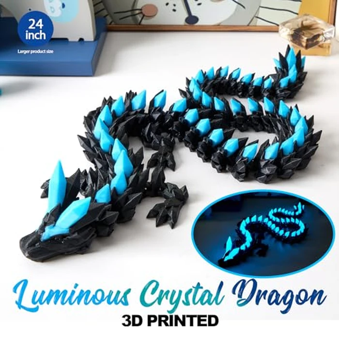 24" Large 3D Printed Dragon, Big 3D Dragon Glow in the Dark ,Giant 3-d Printed Dragons Toy, Huge 3D Dragons for Home Office Executive Desk Decor,Surprised Gift for Girls Boys Kids Age 3-5 4-7 8-12 by Dak Haan - Image 5