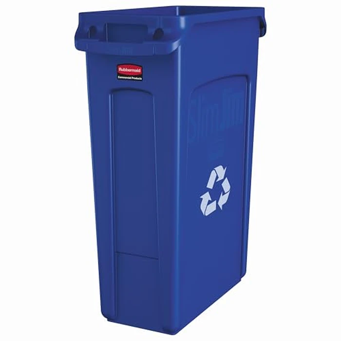Rubbermaid Commercial Products Slim Jim Plastic Rectangular Recycling Bin/Trash Can with Venting Channels 23 Gal Blue for Kitchens/Classrooms/Offices/Back of House by Rubbermaid Commercial Products - Used - Very Good condition - US$46.95