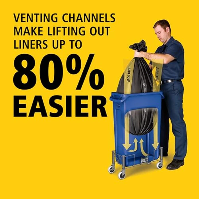 Rubbermaid Commercial Products Slim Jim Plastic Rectangular Recycling Bin/Trash Can with Venting Channels 23 Gal Blue for Kitchens/Classrooms/Offices/Back of House by Rubbermaid Commercial Products - Image 3