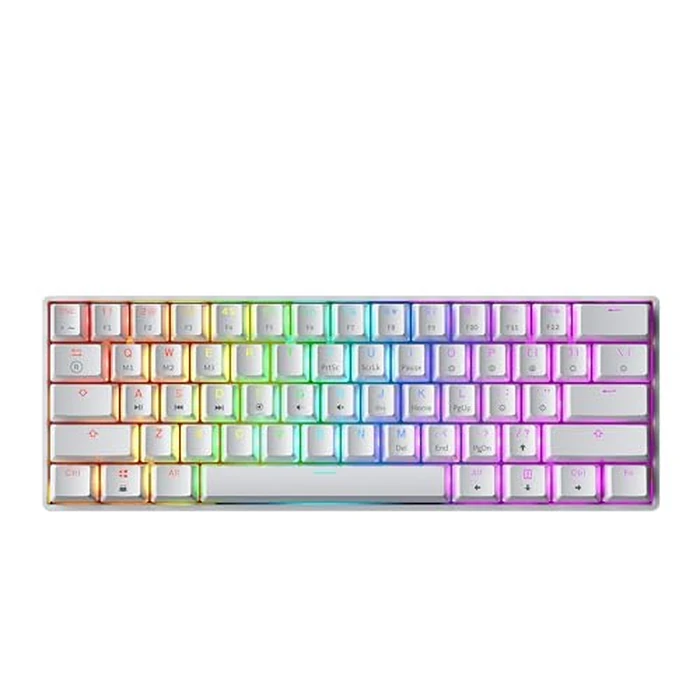 GK61 Mechanical Gaming Keyboard - 61 Keys Multi Color RGB Illuminated LED Backlit Wired Programmable for PC/Mac Gamer (Gateron Optical Red, White) by GK61 - Used - Very Good condition - CA$30.09