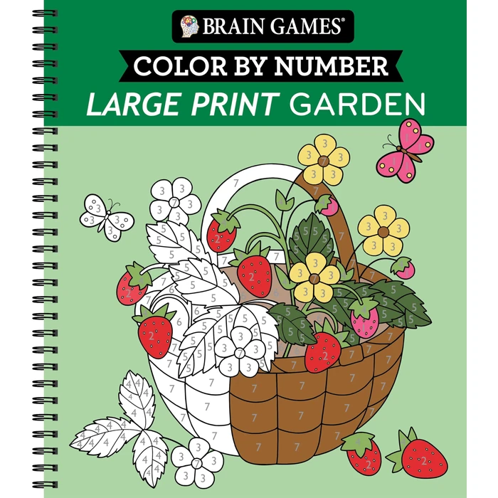 Brain Games - Color by Number - Large Print: Garden by Publications International, Ltd. - Used - Like New condition - CA$12.43