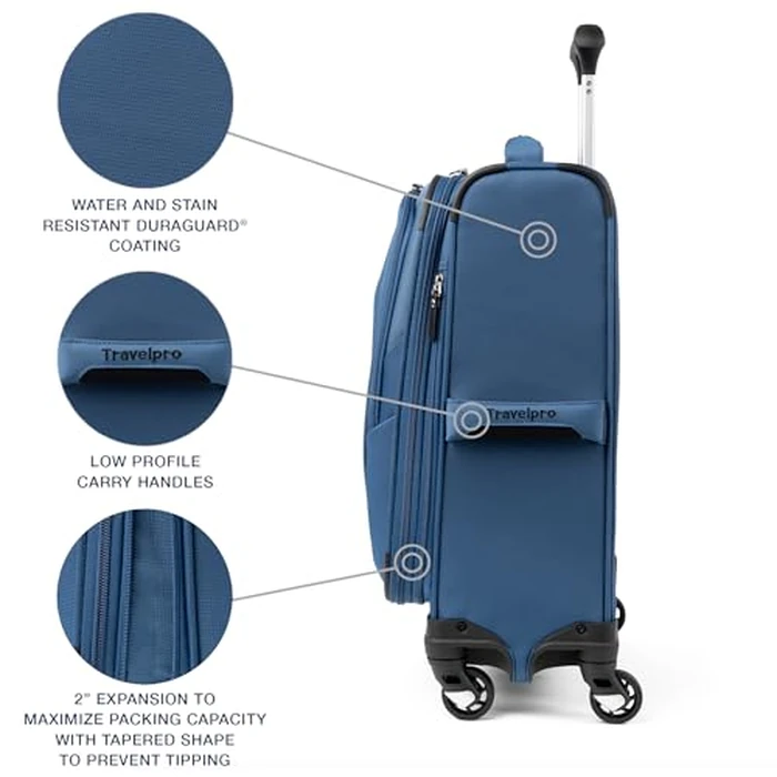 Travelpro Maxlite 5 Softside Expandable Luggage with 4 Spinner Wheels, Lightweight Suitcase, Men and Women, Ensign Blue, Checked-Large 29-Inch by Travelpro - Image 3