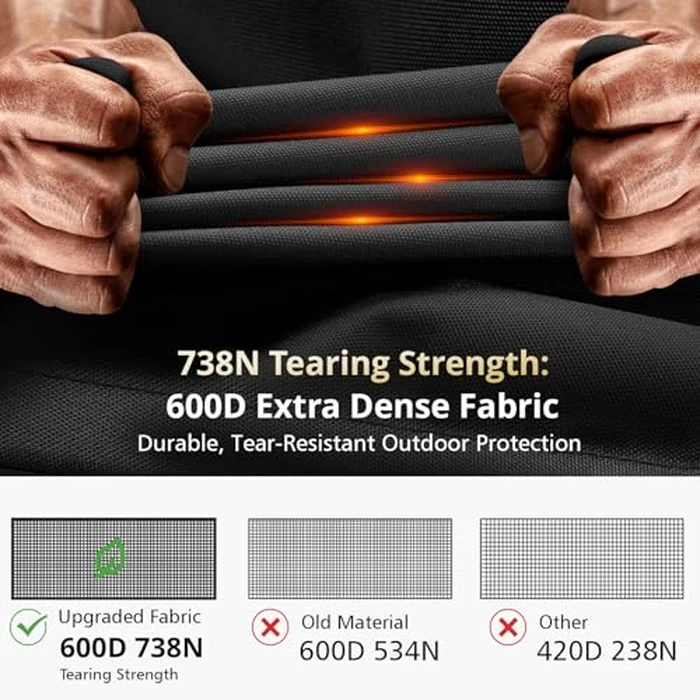 QH.HOME Fire Pit Cover Rectangular Super Waterproof 42" L x 24" W x 24" H, UPF 50+ Outdoor Fire Pit Table Cover 600D Strong Tear Resistant and Fading Resistant for Rectangular Fire Pit - Black by QH.HOME - Image 3