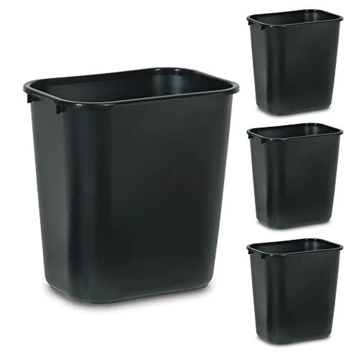 Rubbermaid Commercial Products Wastebasket/Trash Can, 7-Gallon/28-Quart, Black, Plastic, for Bedroom/Bathroom/Office, Fits Under Desk/Sink/Cabinet, Pack of 4 by Rubbermaid Commercial Products - Image 1