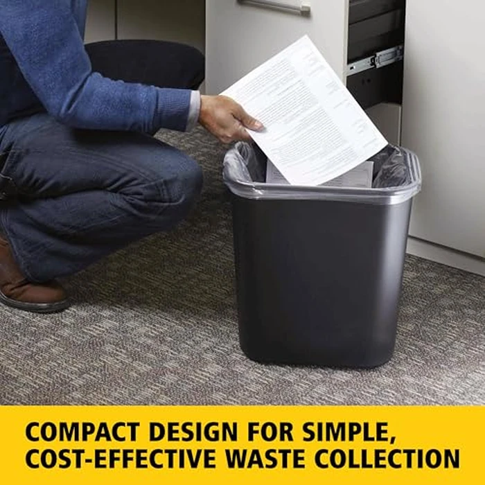 Rubbermaid Commercial Products Wastebasket/Trash Can, 7-Gallon/28-Quart, Black, Plastic, for Bedroom/Bathroom/Office, Fits Under Desk/Sink/Cabinet, Pack of 4 by Rubbermaid Commercial Products - Image 2