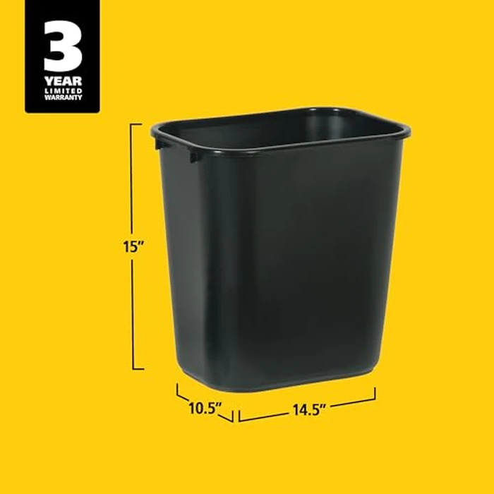 Rubbermaid Commercial Products Wastebasket/Trash Can, 7-Gallon/28-Quart, Black, Plastic, for Bedroom/Bathroom/Office, Fits Under Desk/Sink/Cabinet, Pack of 4 by Rubbermaid Commercial Products - Image 6