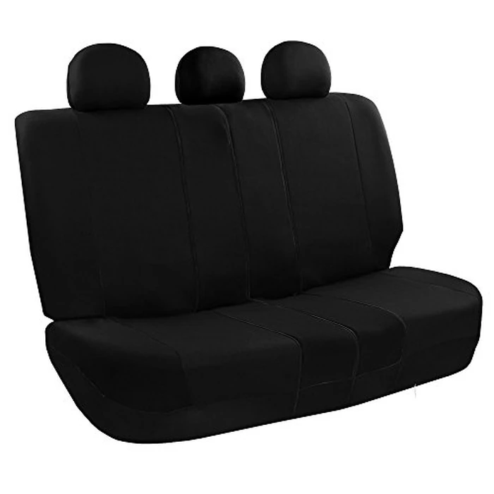 FH Group Car Seat Covers Rear Set Cloth - Universal Fit Automotive Seat Covers, Low Back Front Seat Covers, Solid Back Seat Cover, Washable Car Seat Cover for SUV, Sedan and Van Black by FH GROUP - Image 1