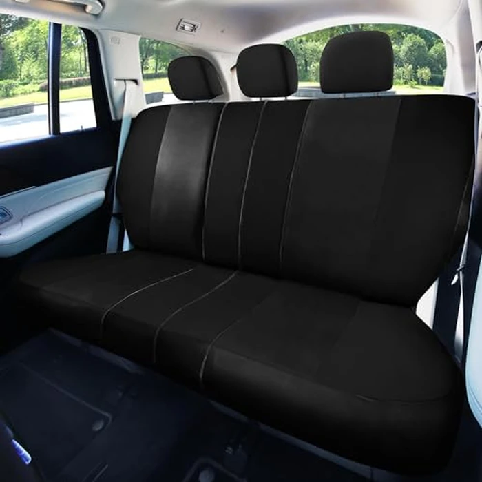 FH Group Car Seat Covers Rear Set Cloth - Universal Fit Automotive Seat Covers, Low Back Front Seat Covers, Solid Back Seat Cover, Washable Car Seat Cover for SUV, Sedan and Van Black by FH GROUP - Image 2