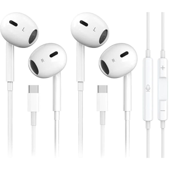2 Pack-USB C Headphones for iPhone 17/16/15 Pro Max Plus Type C Earbuds with Microphone & Remote Noise Cancelling Earphones for iPhone 17/16/15 Pro, iPad,Galaxy S25/S24/S23/S22/S21/Ultra Note 10/20 by Mutsrd - Used - Like New condition - US$8.99