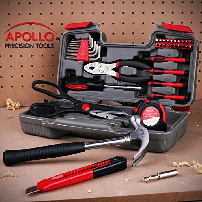 Apollo Tools Original 39 Piece General Household Tool Set in Toolbox Storage Case with Essential Hand Tools for Everyday Home Repairs, DIY and Crafts Red/Black - DT9706 by Apollo - Image 7