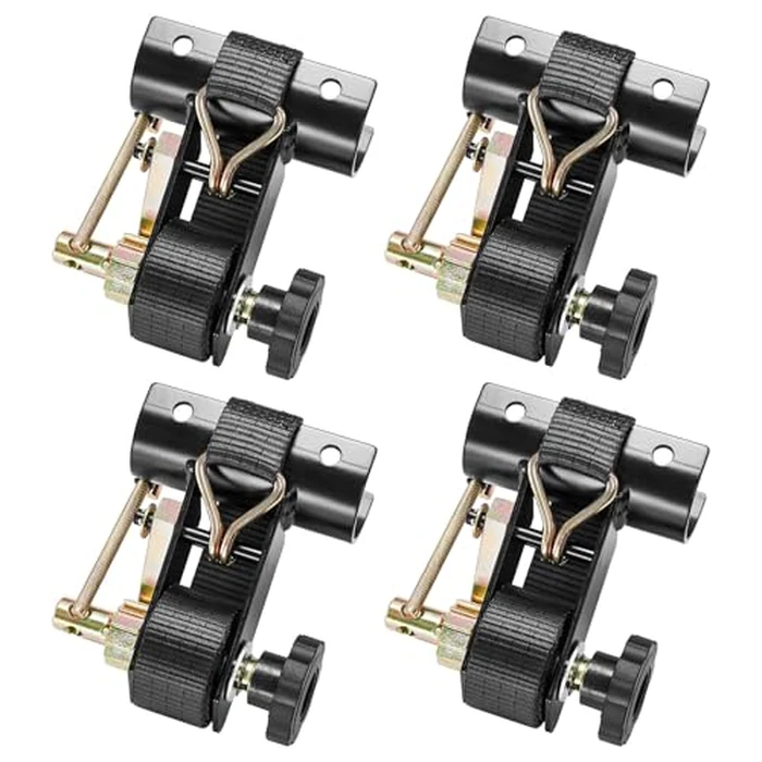 VEVOR Ladder Rack Ratchet Straps, 1.87-2 in Black Round Tube Mount, 1.5 in Wide x 7.4 ft Long Black Ladder Rack Straps with Double J-Hooks, 500 lbs Load Heavy Duty, Cargo Buckle Lock Strap (4 Pack) by VEVOR - Used - Very Good condition
