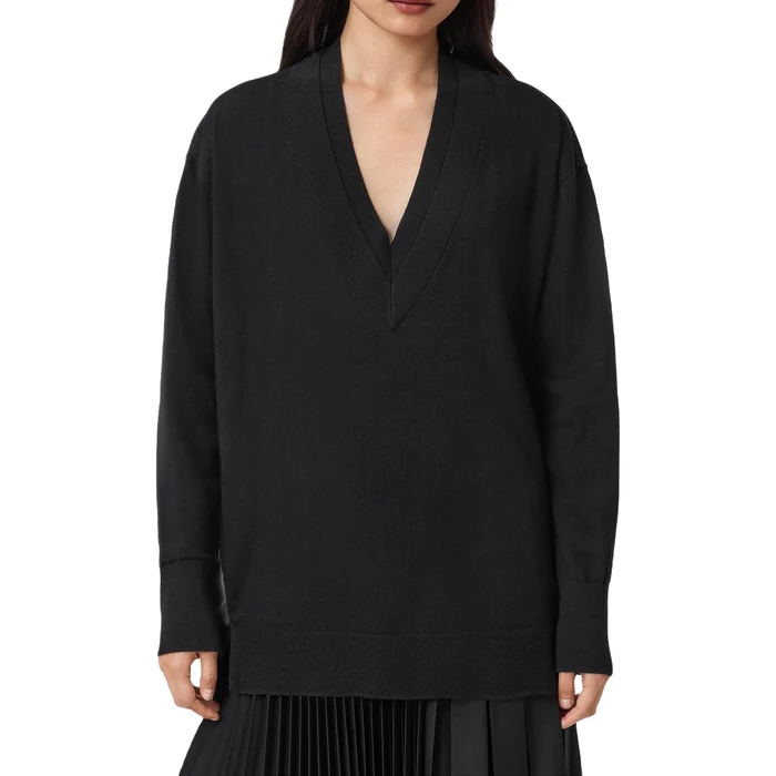 AllSaints Women's Bern Panel V Neck Black Size S by AllSaints - Used - Like New condition