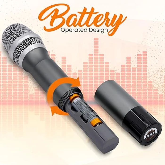 UHF Wireless Microphone System - Handheld Mic & Wireless Transmitter with Universal Plug-and-Play Audio by Pyle - Image 2