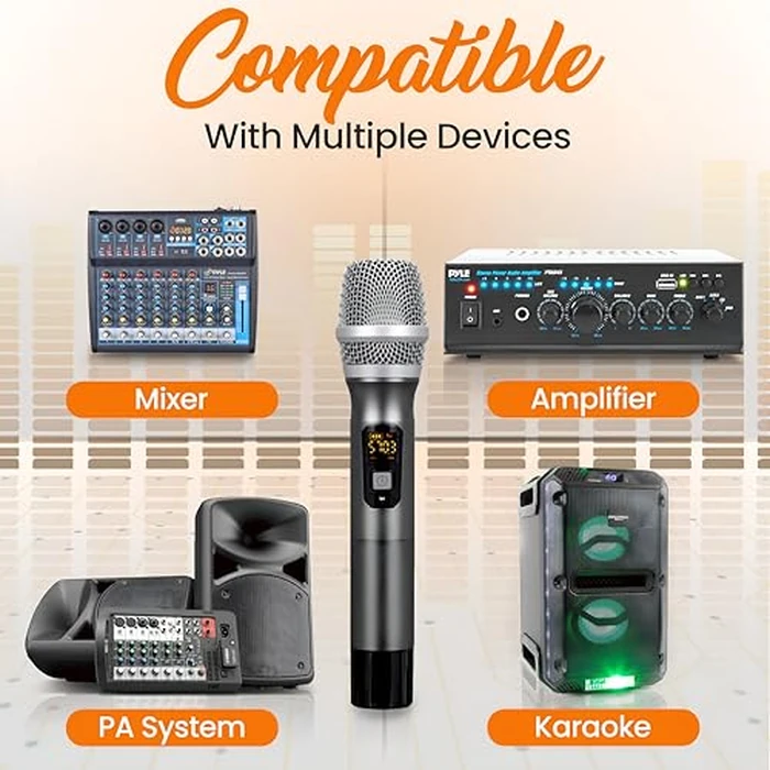UHF Wireless Microphone System - Handheld Mic & Wireless Transmitter with Universal Plug-and-Play Audio by Pyle - Image 3