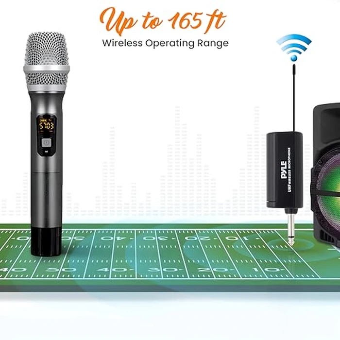 UHF Wireless Microphone System - Handheld Mic & Wireless Transmitter with Universal Plug-and-Play Audio by Pyle - Image 4