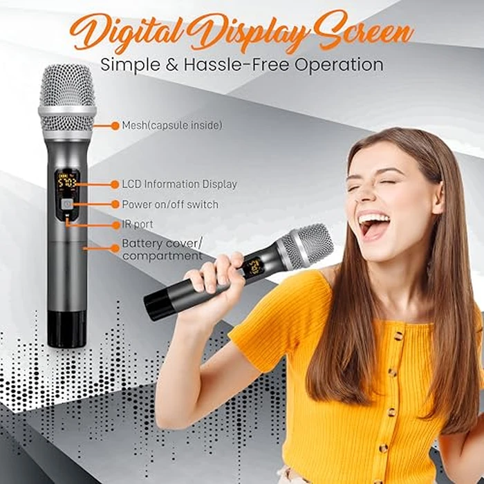 UHF Wireless Microphone System - Handheld Mic & Wireless Transmitter with Universal Plug-and-Play Audio by Pyle - Image 5