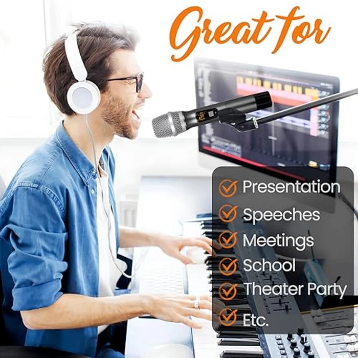 UHF Wireless Microphone System - Handheld Mic & Wireless Transmitter with Universal Plug-and-Play Audio by Pyle - Image 6